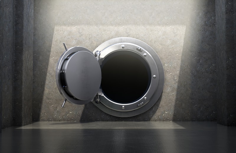 A modern bank vault door