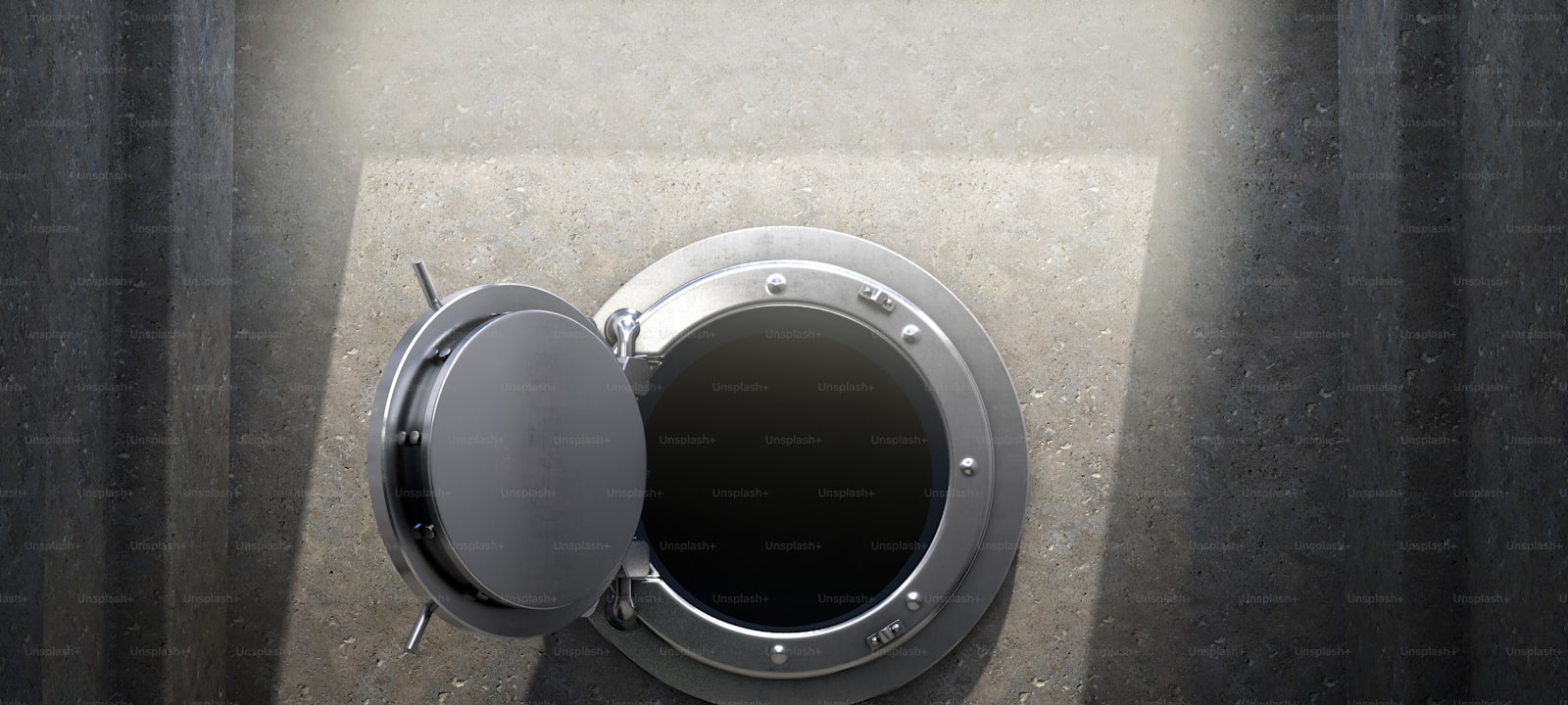 A modern bank vault door